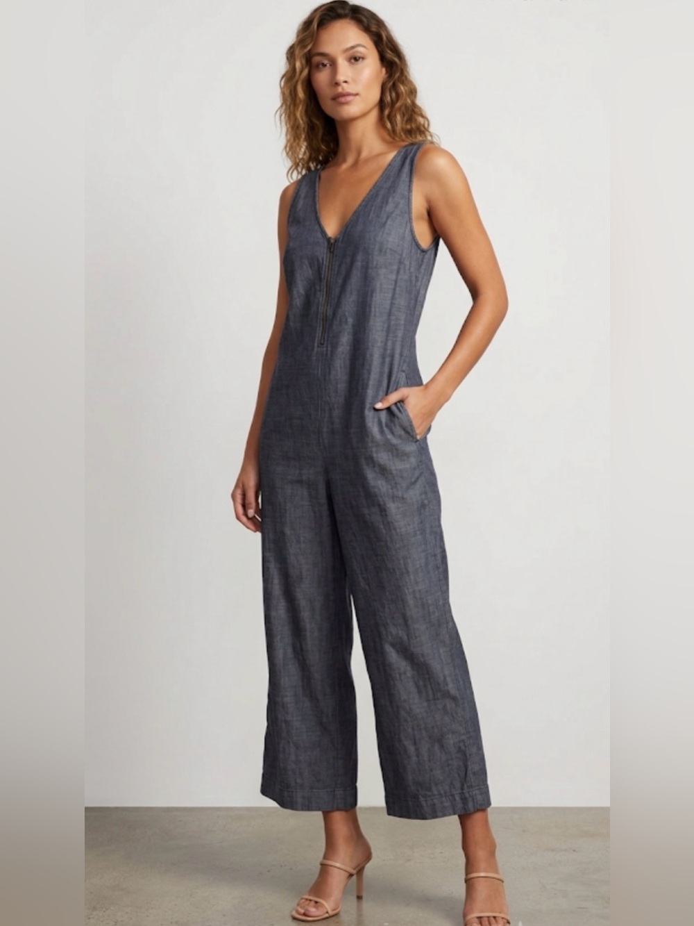 Trina Turk Denim Sleeveless Jumpsuit
